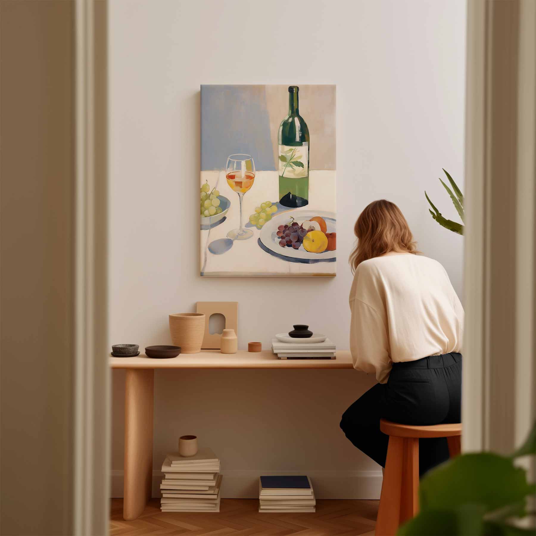 Stilleven met Wijn en Vruchten Kunstwerk-canvas-dibond-plexiglas-wanddecoratie-WallArtistic