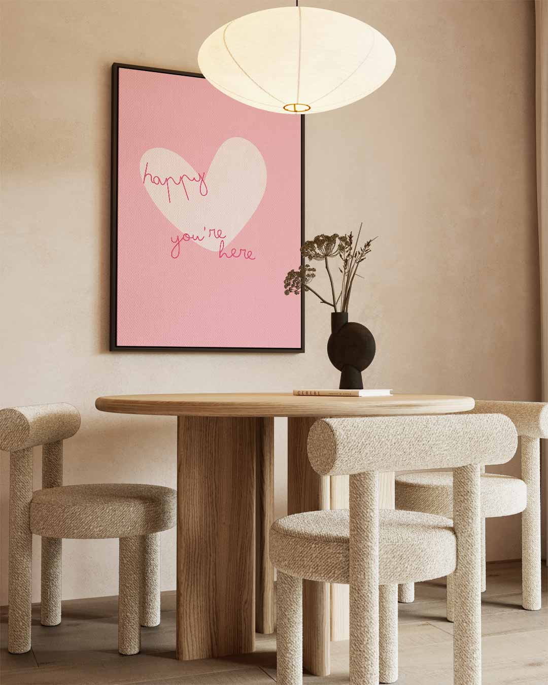 Welkomsthart in Roze Kunstwerk-canvas-dibond-plexiglas-wanddecoratie-WallArtistic