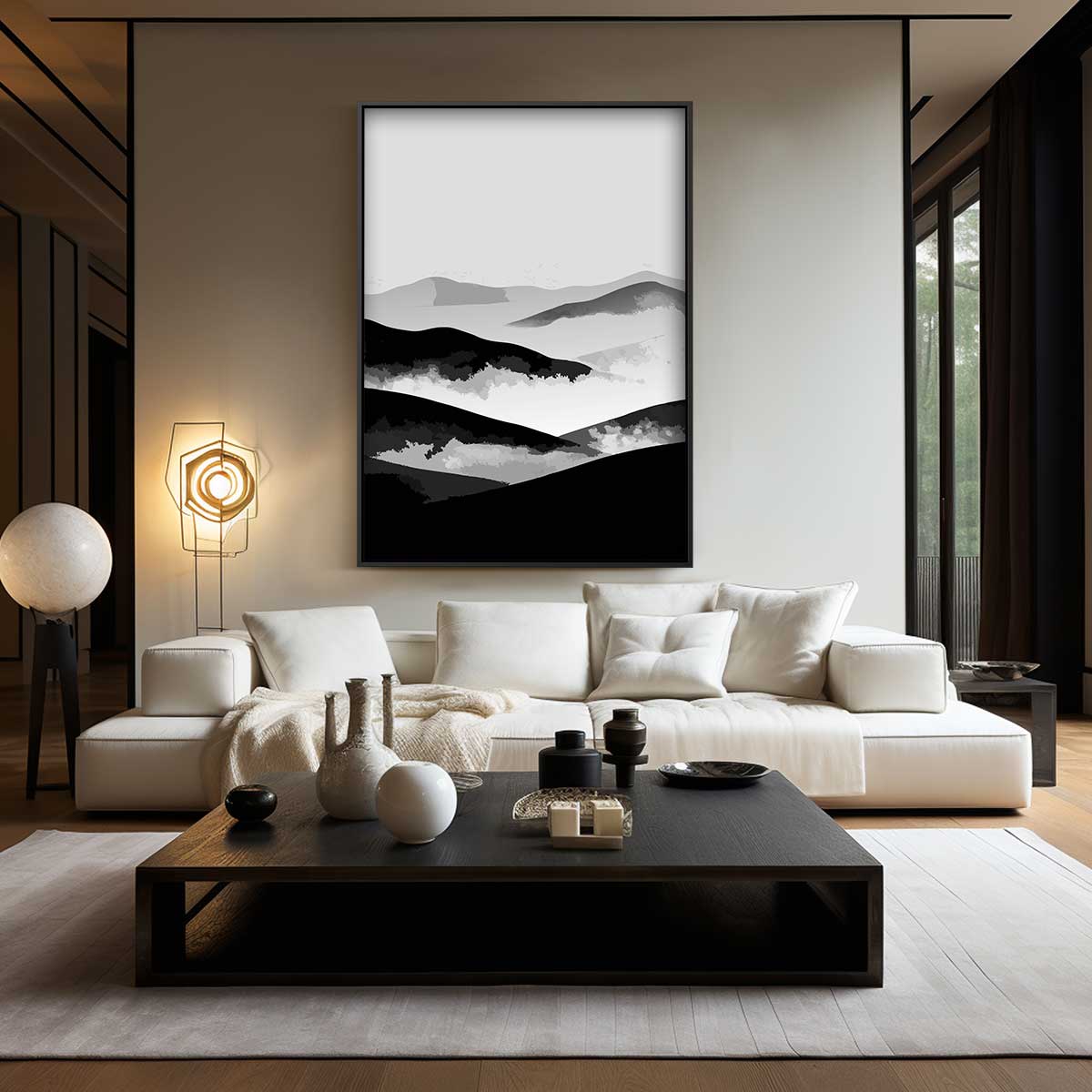 Mystieke Bergsilhouetten Kunstwerk-canvas-dibond-plexiglas-wanddecoratie-WallArtistic