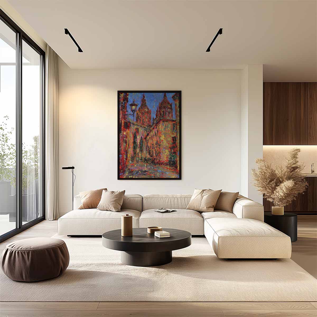 Kleurrijke Stadsstraat Kunstwerk-canvas-dibond-plexiglas-wanddecoratie-WallArtistic