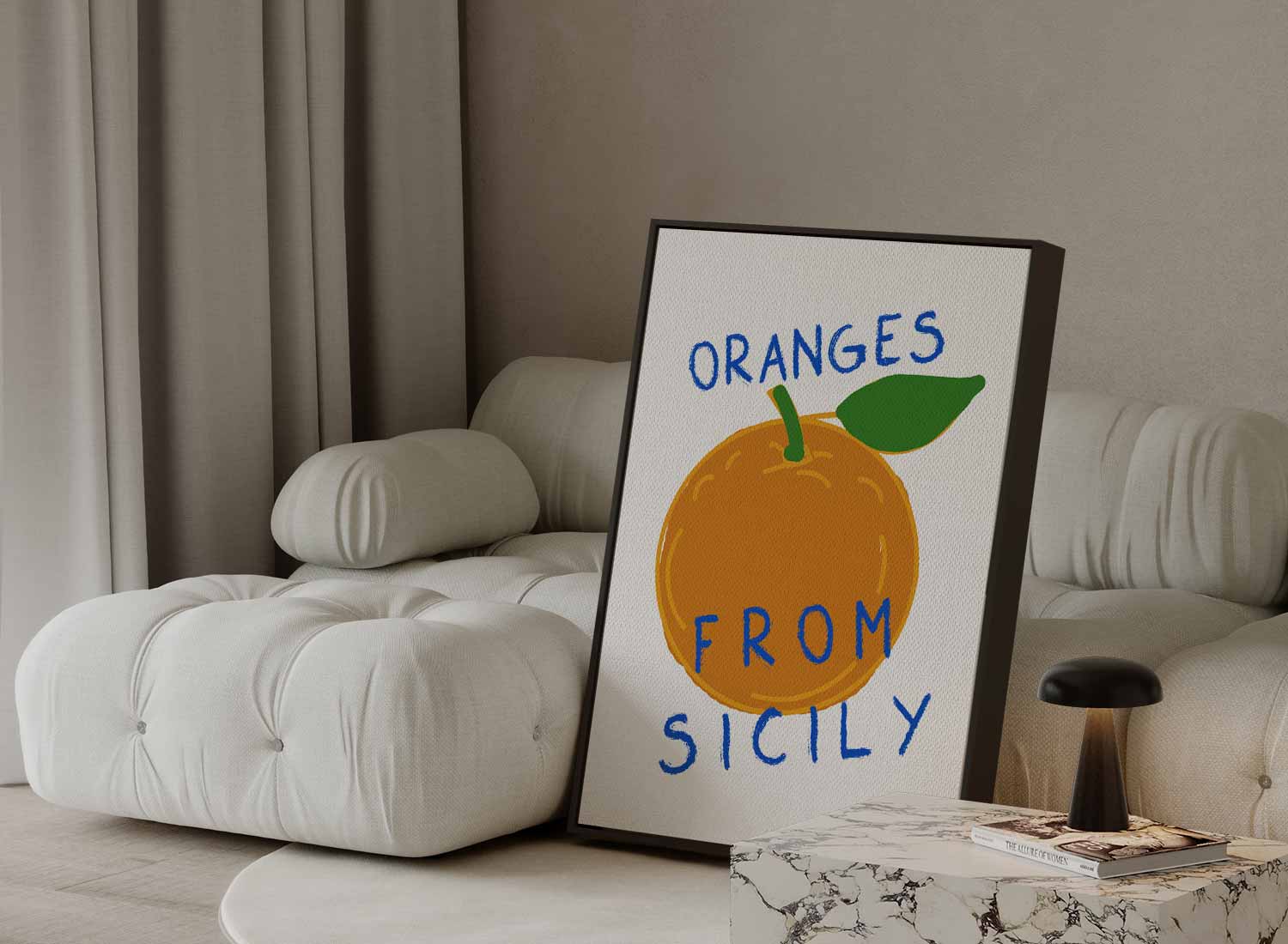 Zonnige Sicilië Sinaasappelprint Kunstwerk-canvas-dibond-plexiglas-wanddecoratie-WallArtistic