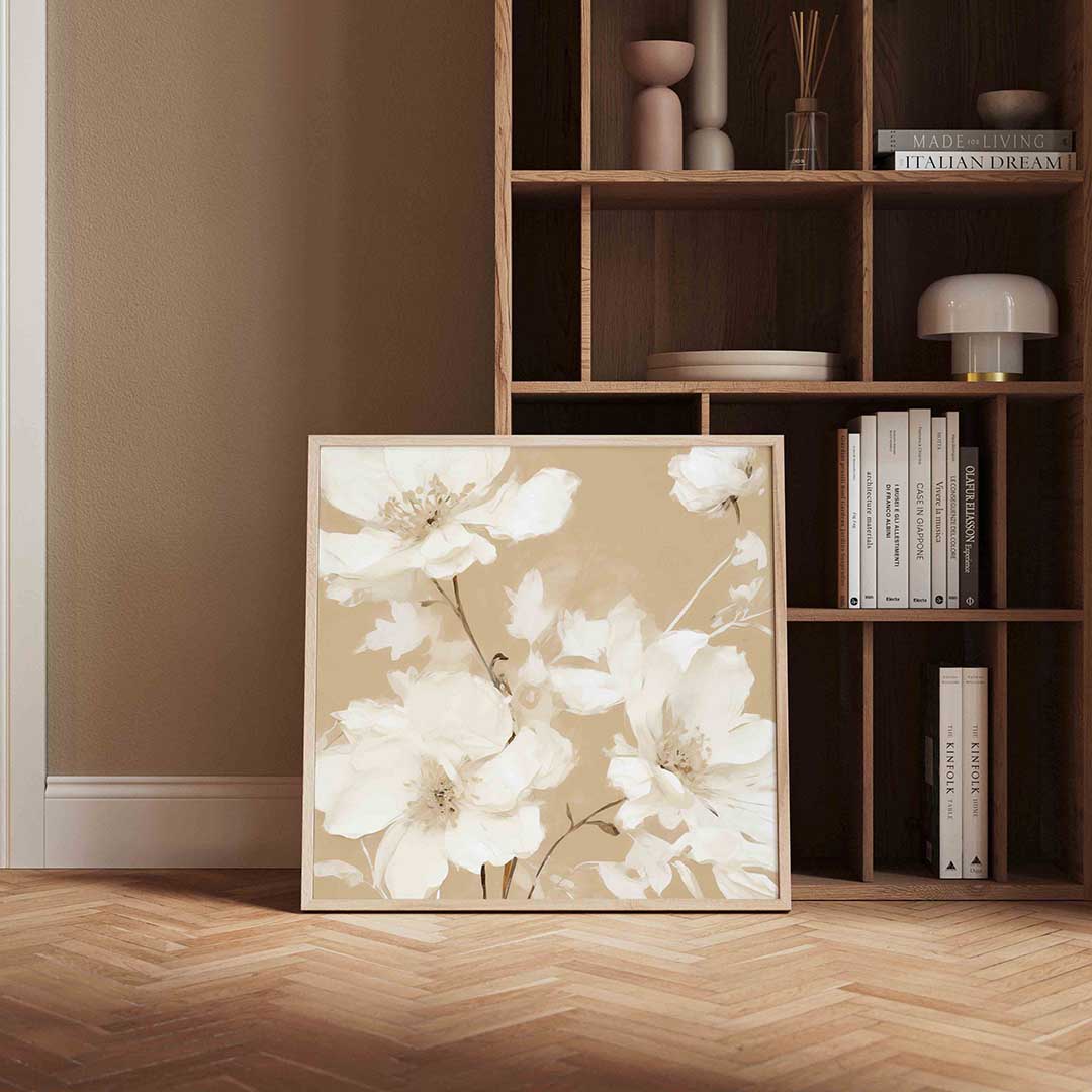 Witte bloemen Poster