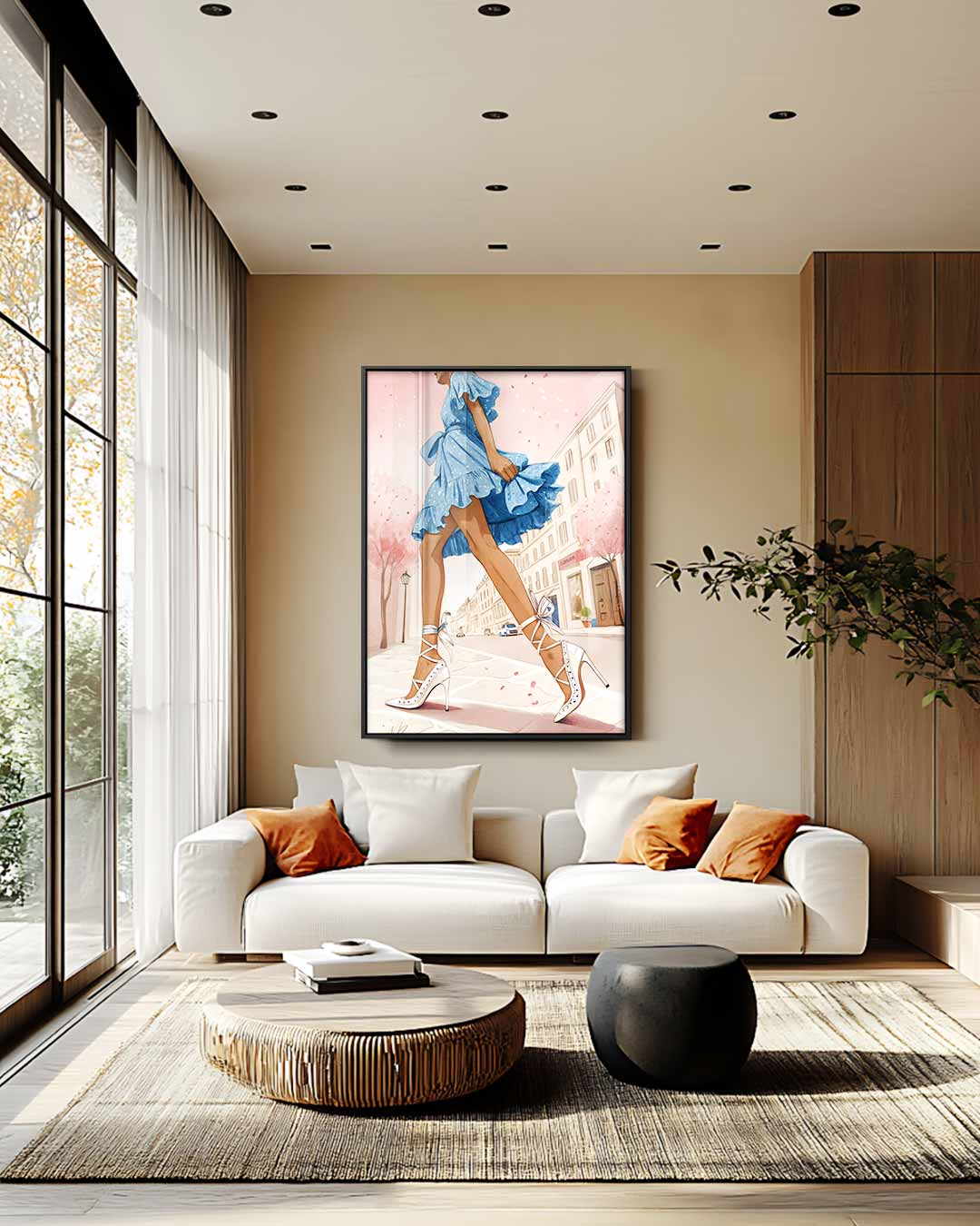 Zomerse Wandeling in de Stad Kunstwerk-canvas-dibond-plexiglas-wanddecoratie-WallArtistic