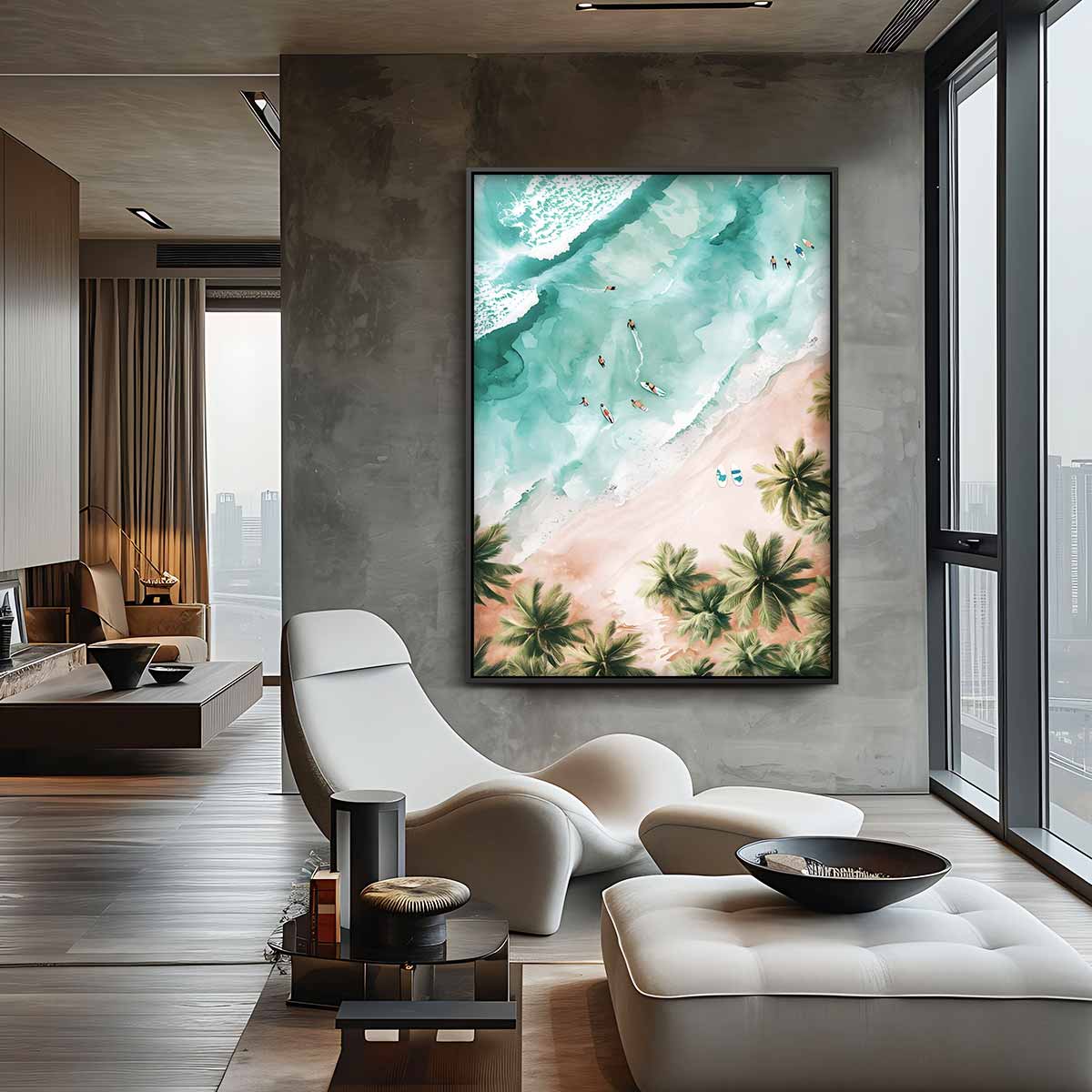Zonnige Surfparadijs Kunstwerk-canvas-dibond-plexiglas-wanddecoratie-WallArtistic