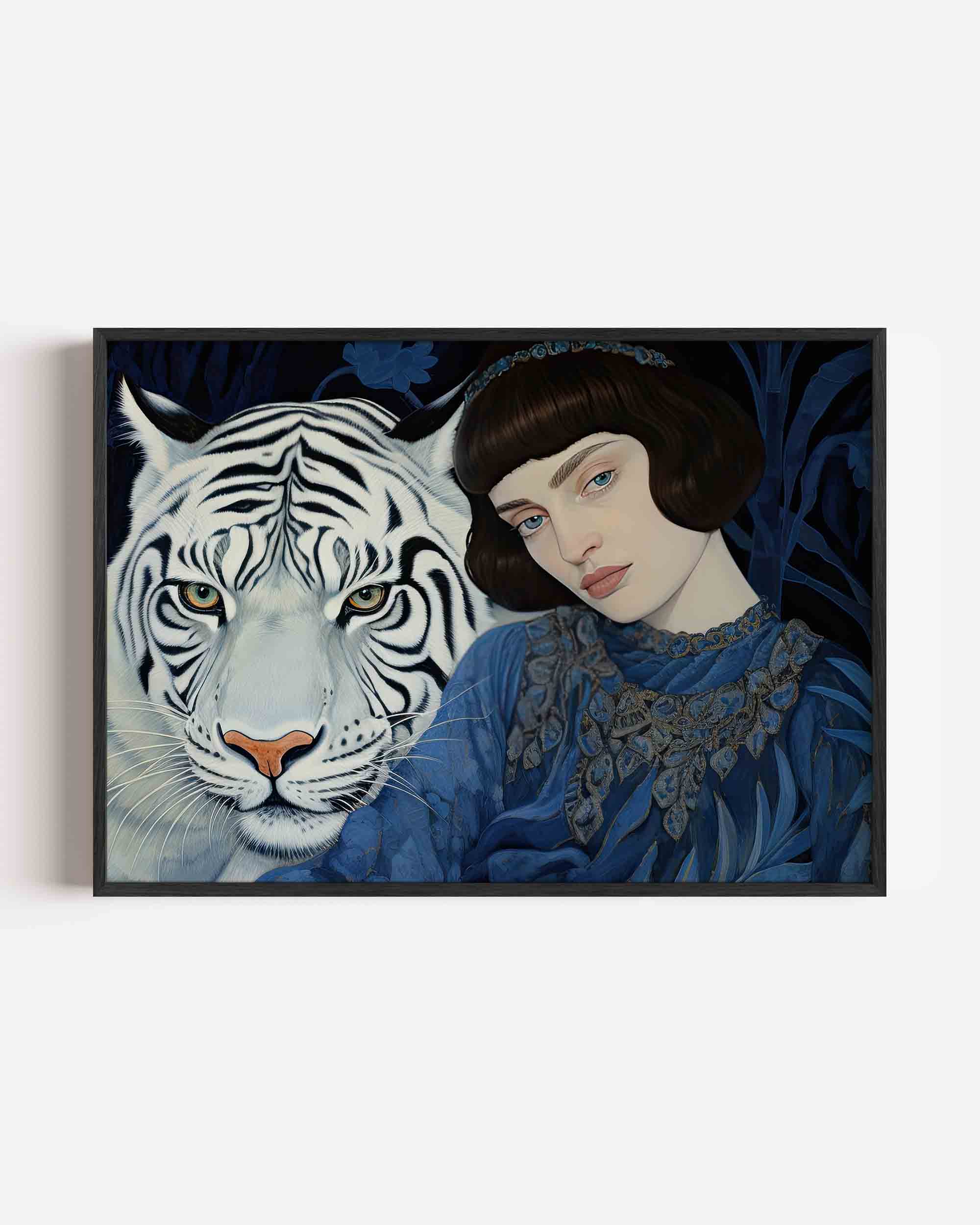 Witte tijger en vrouw Poster