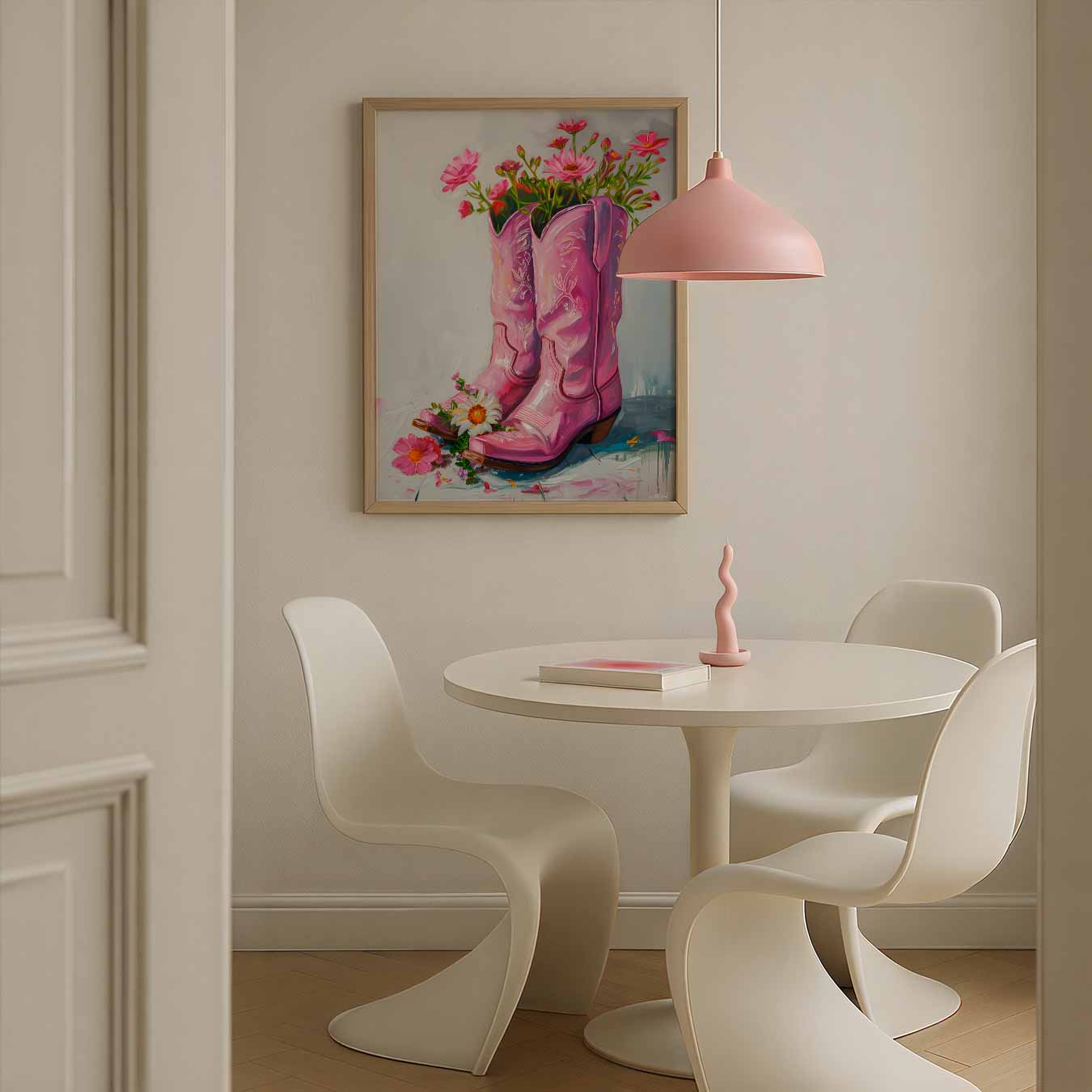 Roze Cowboylaars Bloemenpracht Poster