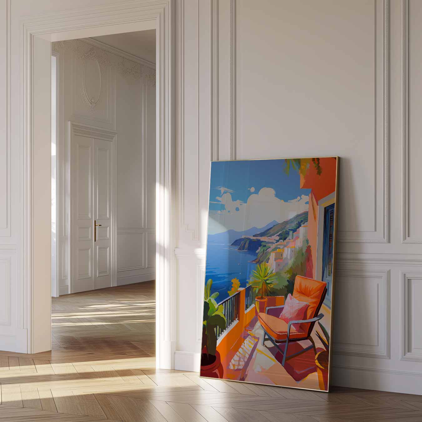 Zonovergoten Terras aan de Kust Poster-WallArtistic