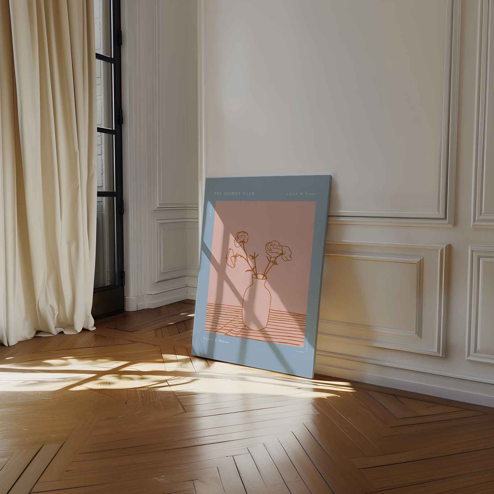 Eenvoudige Bloemenvaas Kunstwerk-canvas-dibond-plexiglas-wanddecoratie-WallArtistic