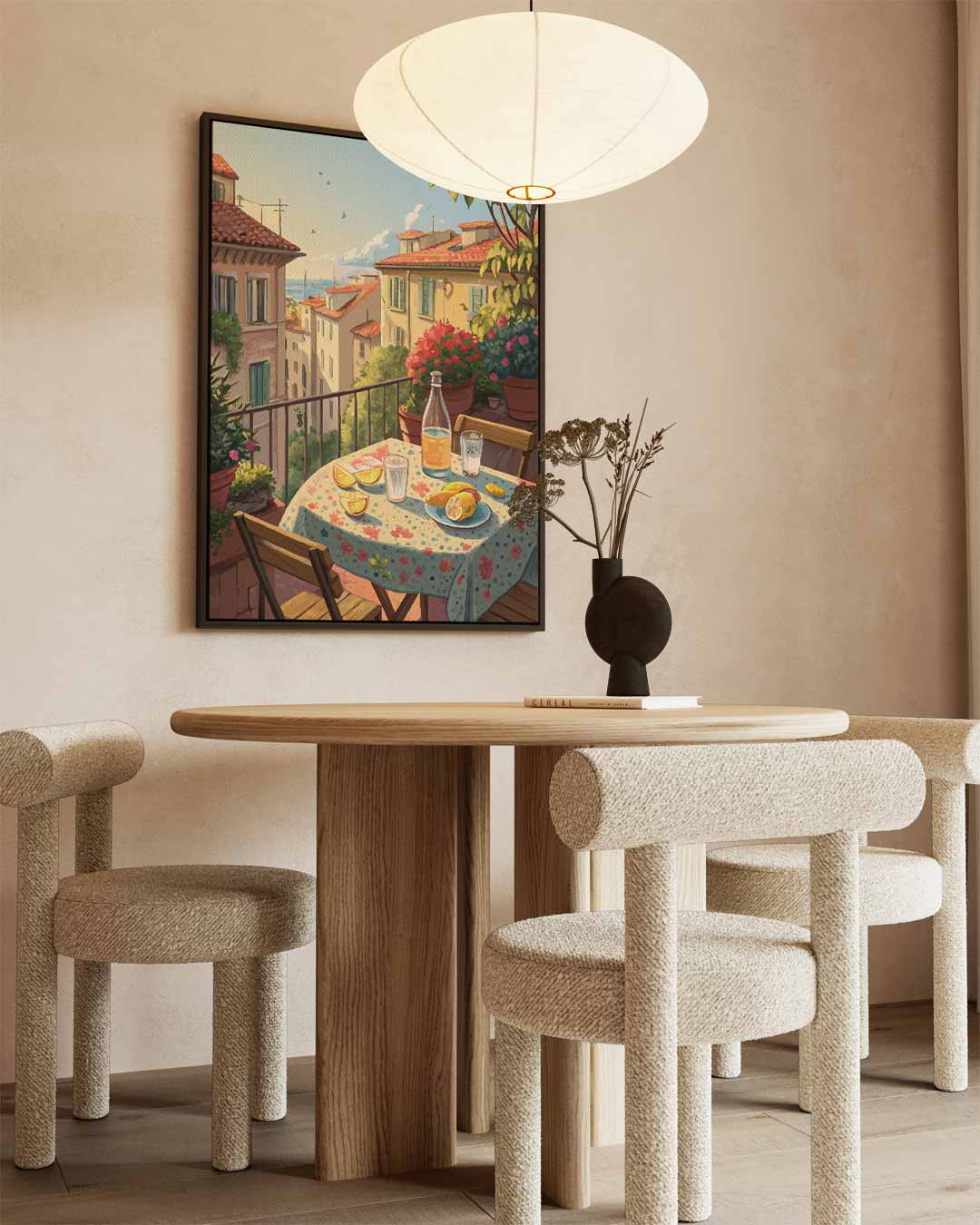 Italiaanse Zomerochtend op een Balkon Kunstwerk-canvas-dibond-plexiglas-wanddecoratie-WallArtistic
