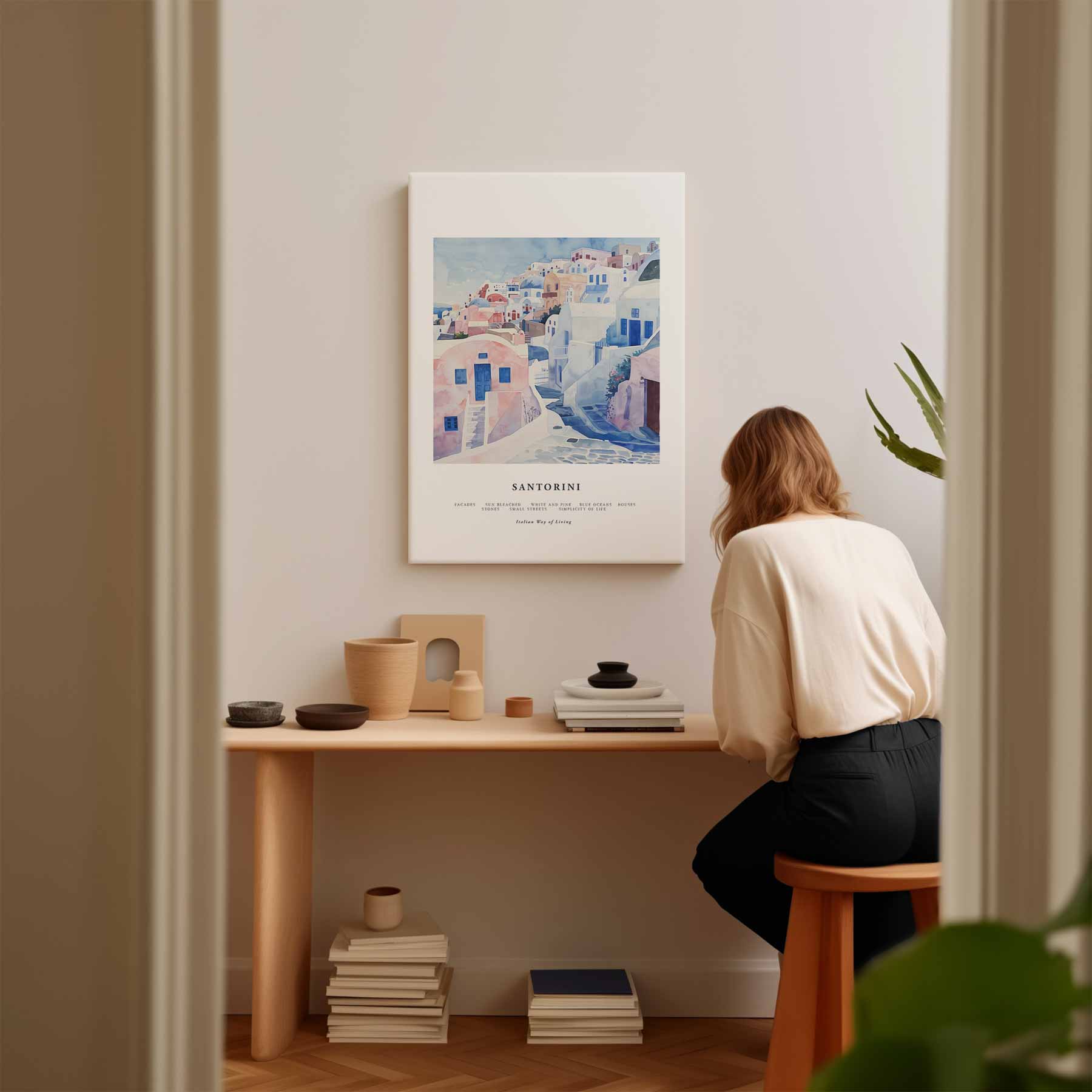 Santorini Dromen Kunstwerk-canvas-dibond-plexiglas-wanddecoratie-WallArtistic