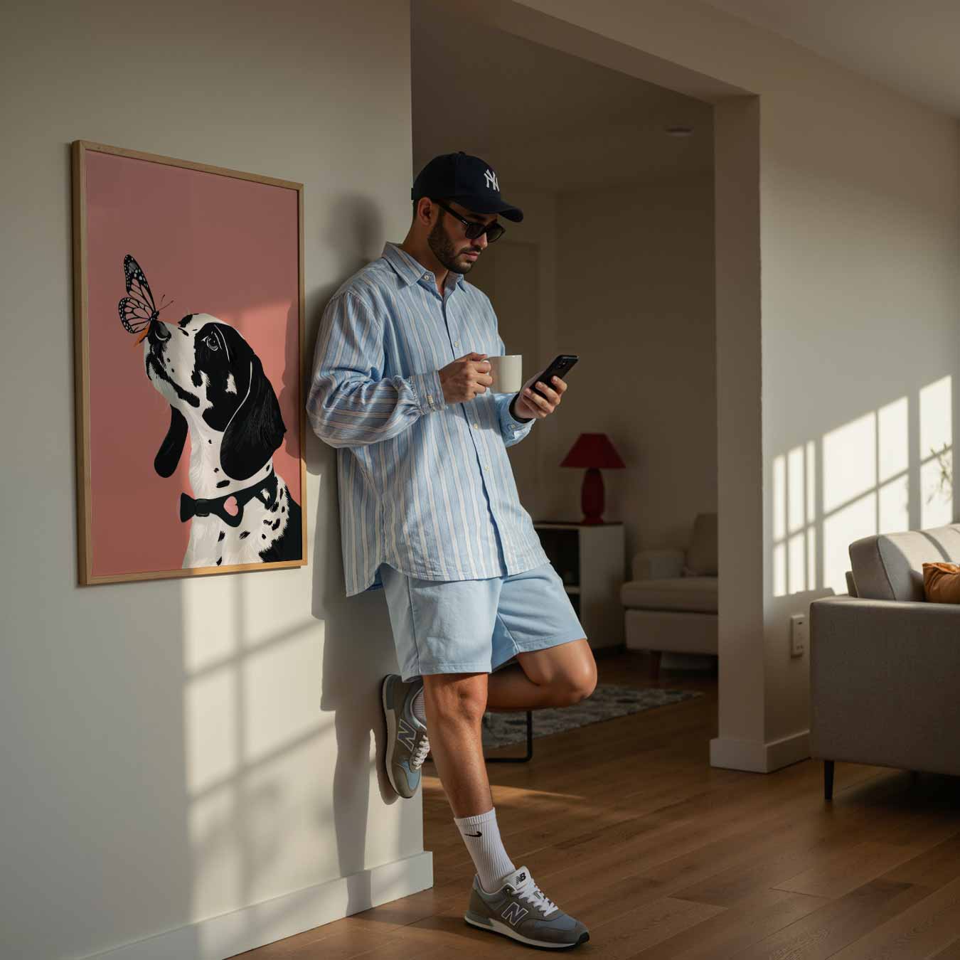 Vrolijke Dalmatiër Met Vlinder Poster