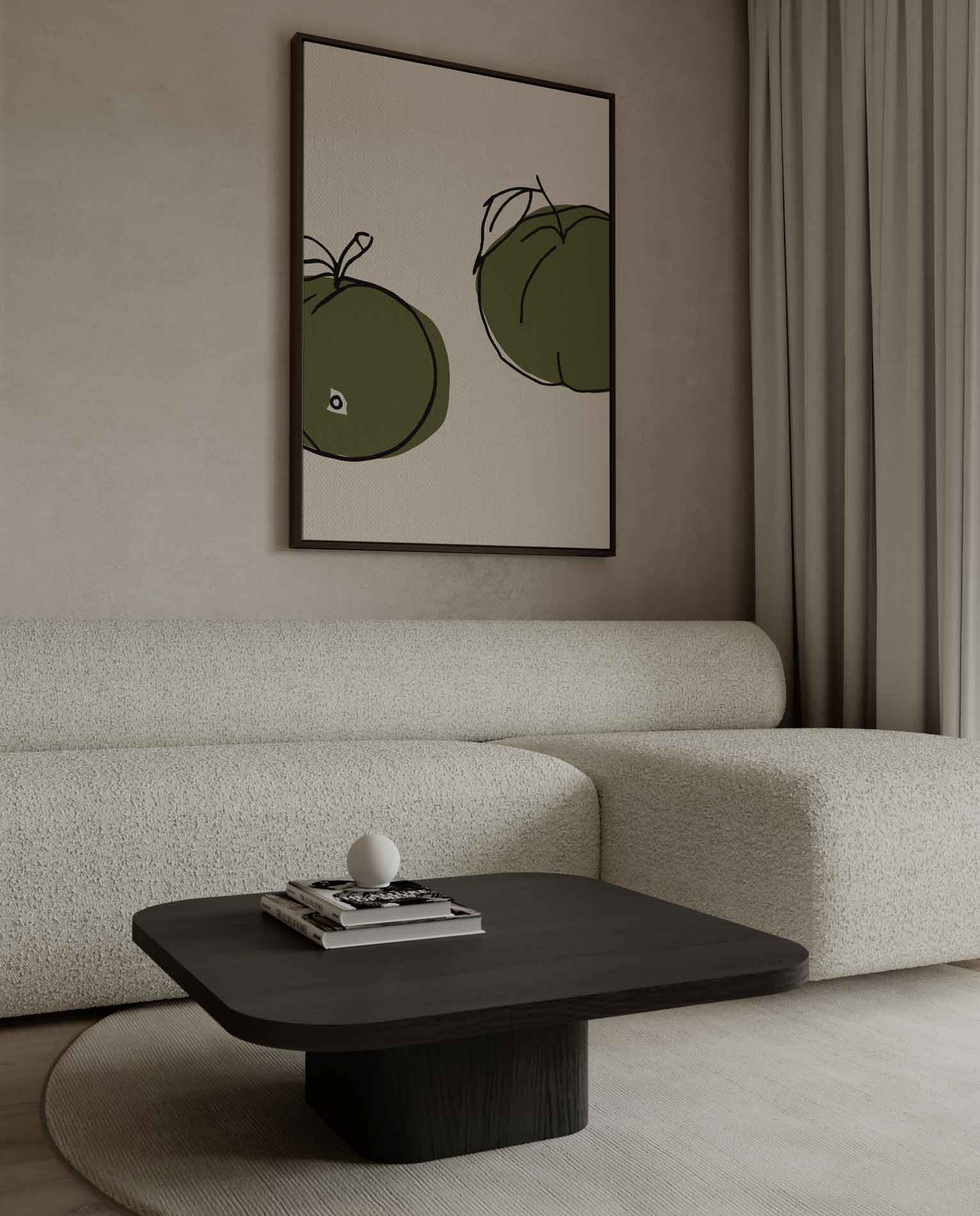 Twee Groene Vruchten Kunstafdruk Kunstwerk-canvas-dibond-plexiglas-wanddecoratie-WallArtistic