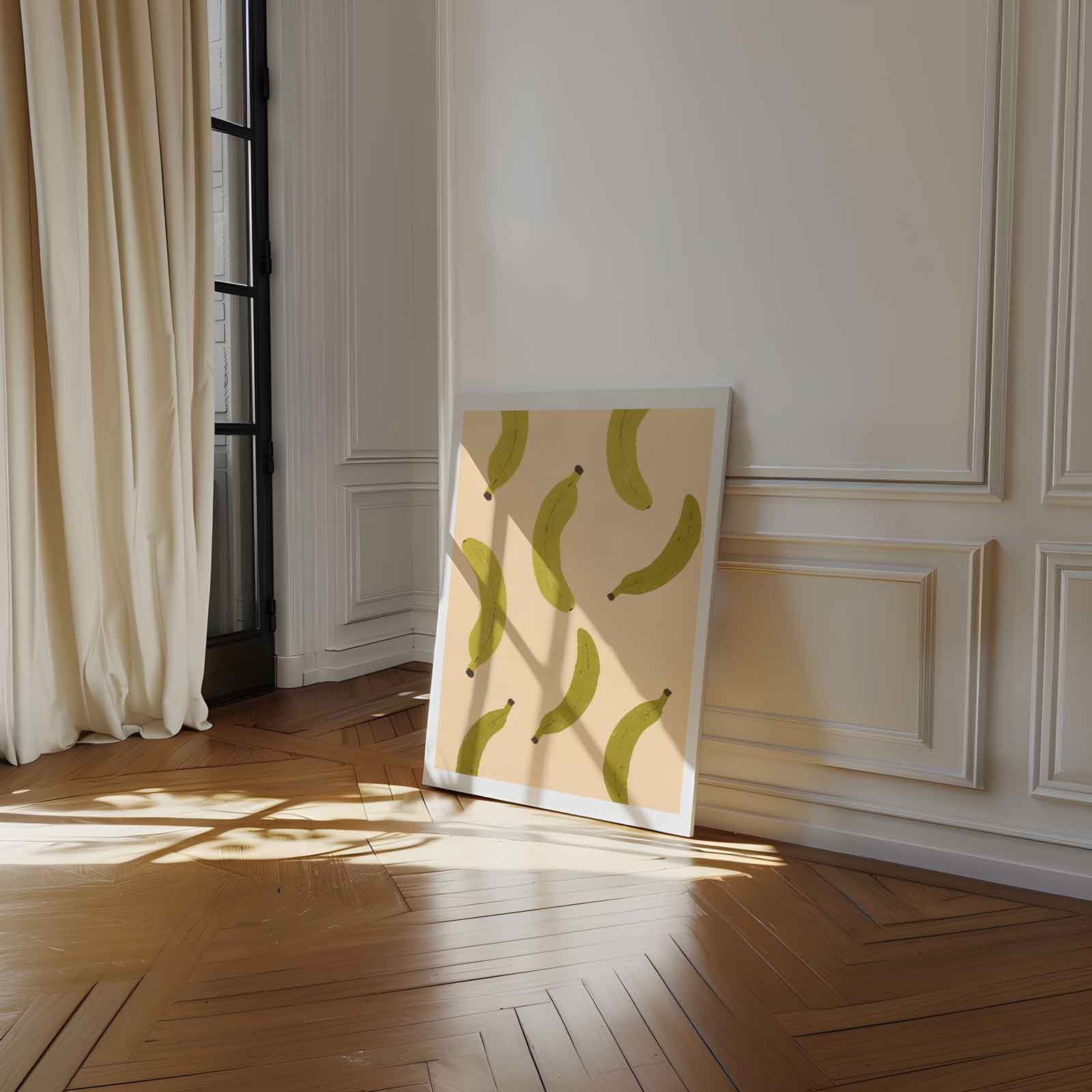 Speelse Bananen Illustratie Kunstwerk-canvas-dibond-plexiglas-wanddecoratie-WallArtistic