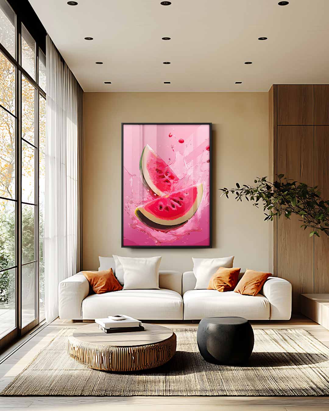 Spetterende Watermeloen Kunstwerk-canvas-dibond-plexiglas-wanddecoratie-WallArtistic