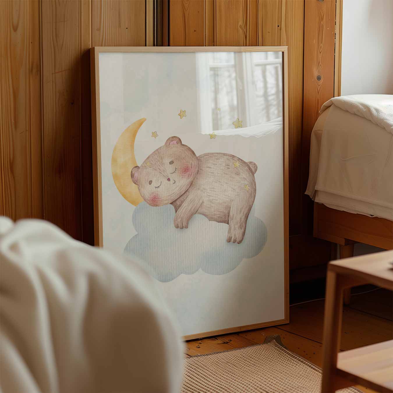 Slaapbeer met Maan Poster-WallArtistic