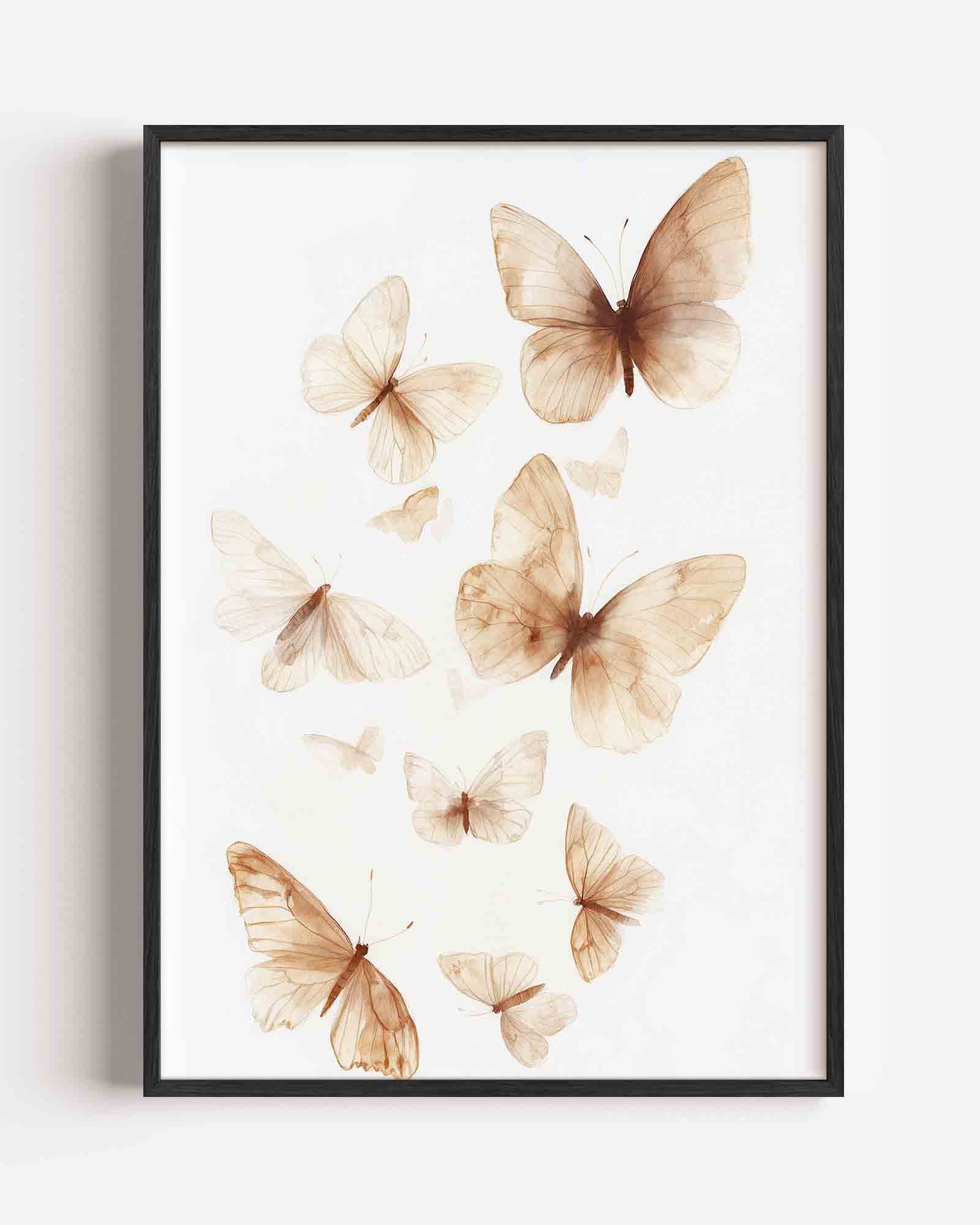 Vlinders in beige Poster