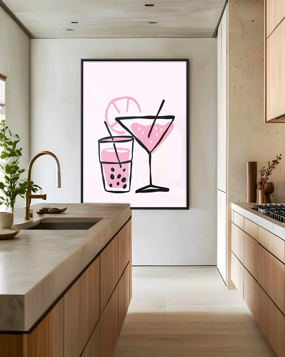 Verfrissende Cocktail Illustratie Kunstwerk-canvas-dibond-plexiglas-wanddecoratie-WallArtistic