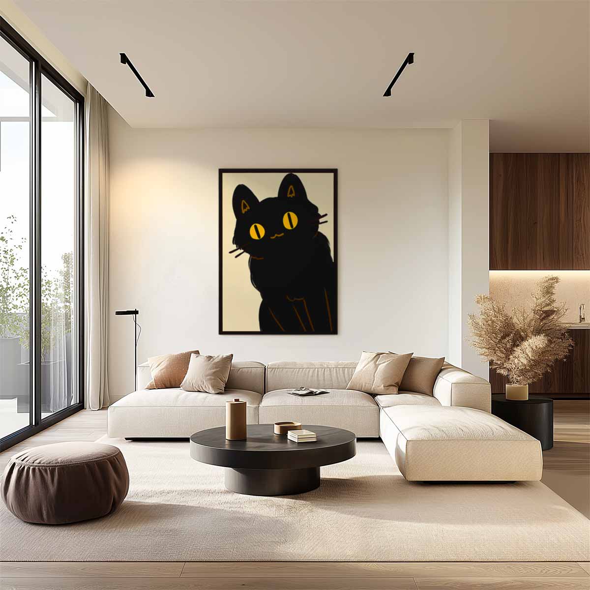 Mystieke Zwarte Kat Kunstwerk-canvas-dibond-plexiglas-wanddecoratie-WallArtistic