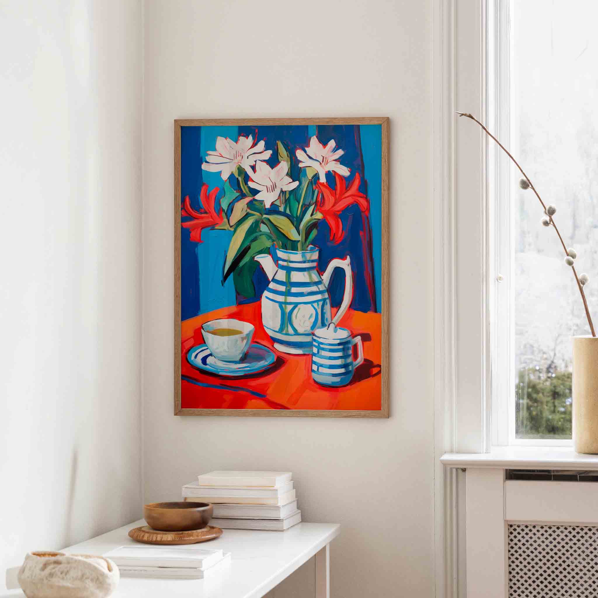 Bloemen en servies Poster