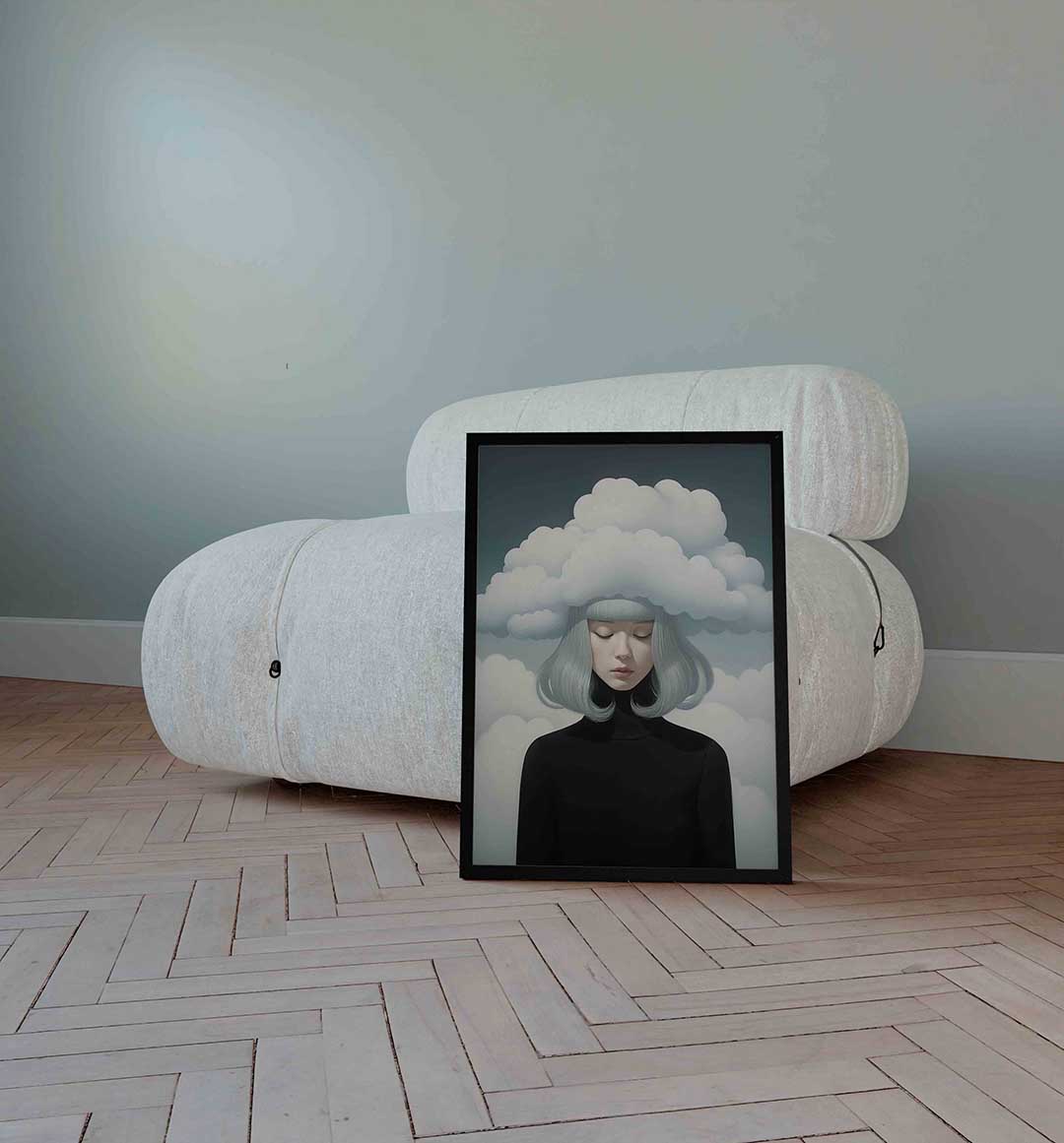 Vrouw met wolken Poster