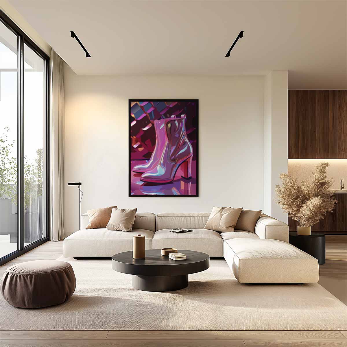 Lichteffecten Glanzende Laarzen Kunstwerk-canvas-dibond-plexiglas-wanddecoratie-WallArtistic