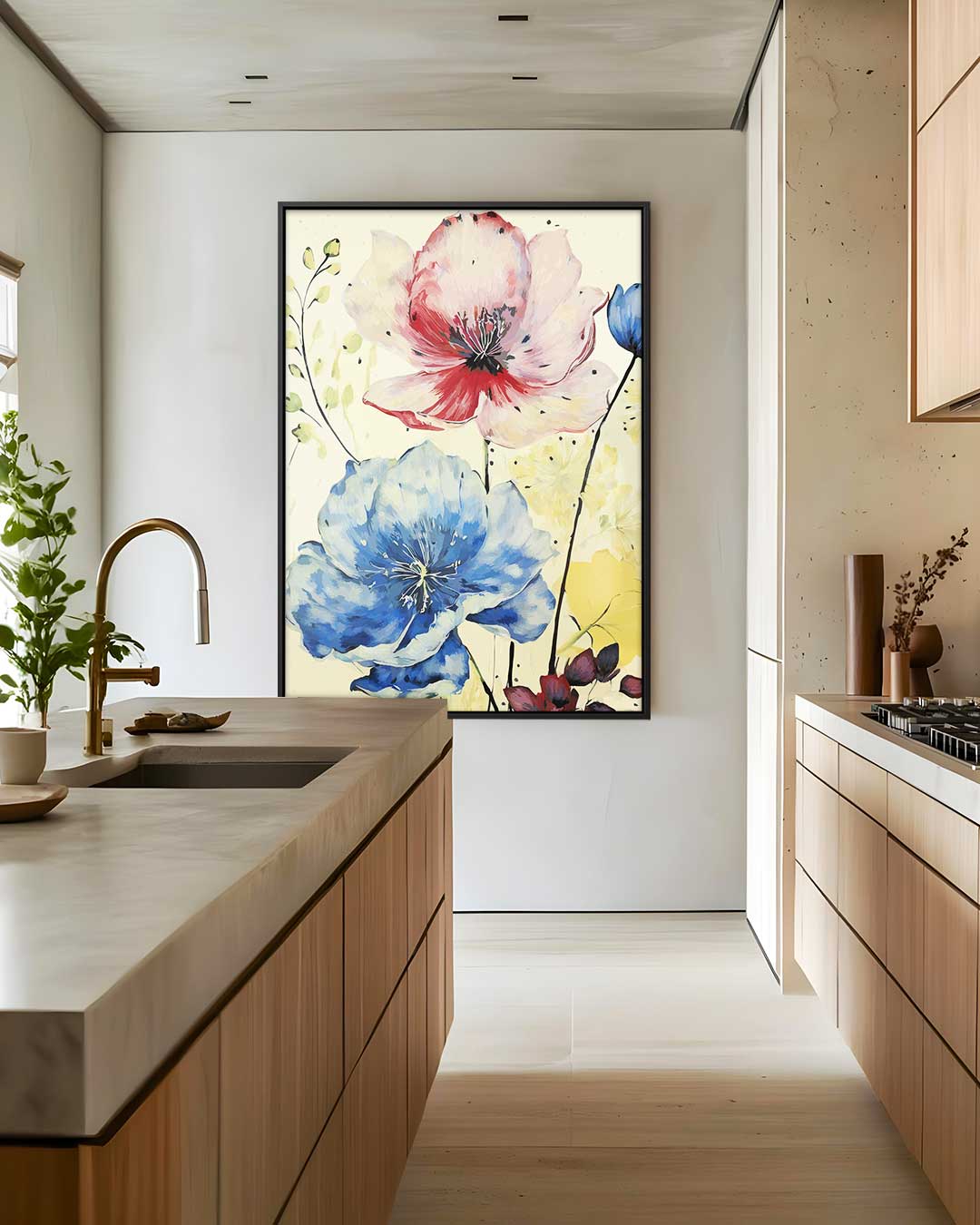 Bloemenpracht in Aquarel Kunstwerk-canvas-dibond-plexiglas-wanddecoratie-WallArtistic