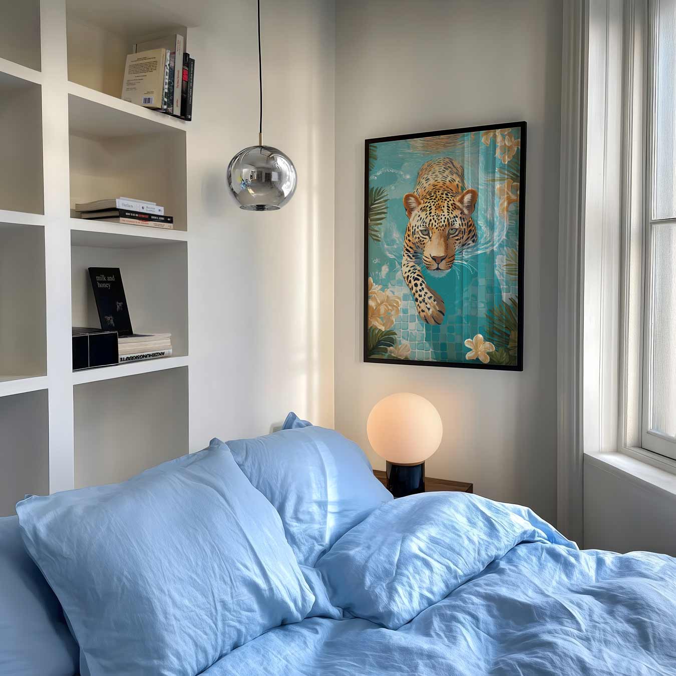 Zwemmende Luipaard in Tropische Oase Poster-WallArtistic