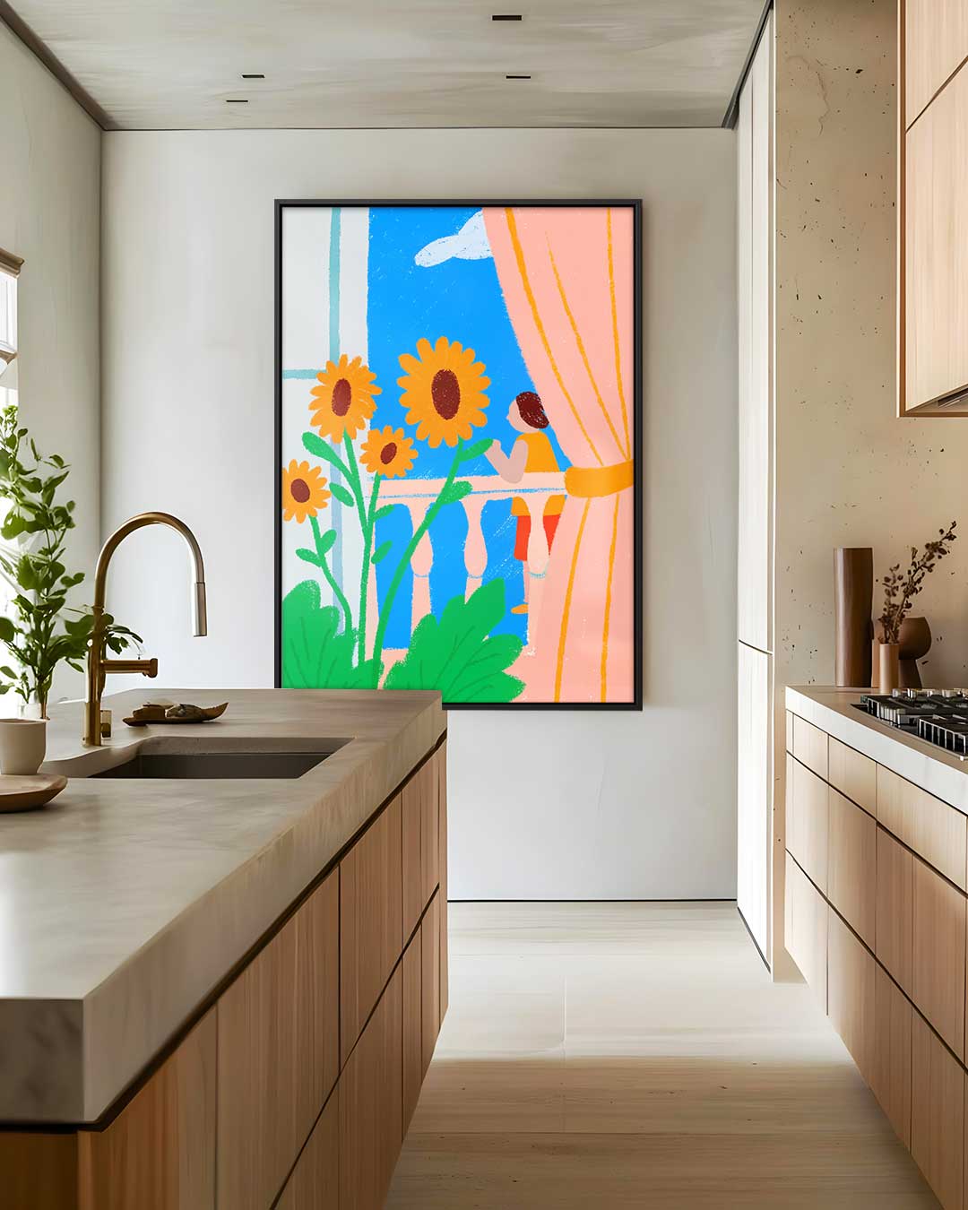 Zomerse Balkonmomenten Kunstwerk-canvas-dibond-plexiglas-wanddecoratie-WallArtistic