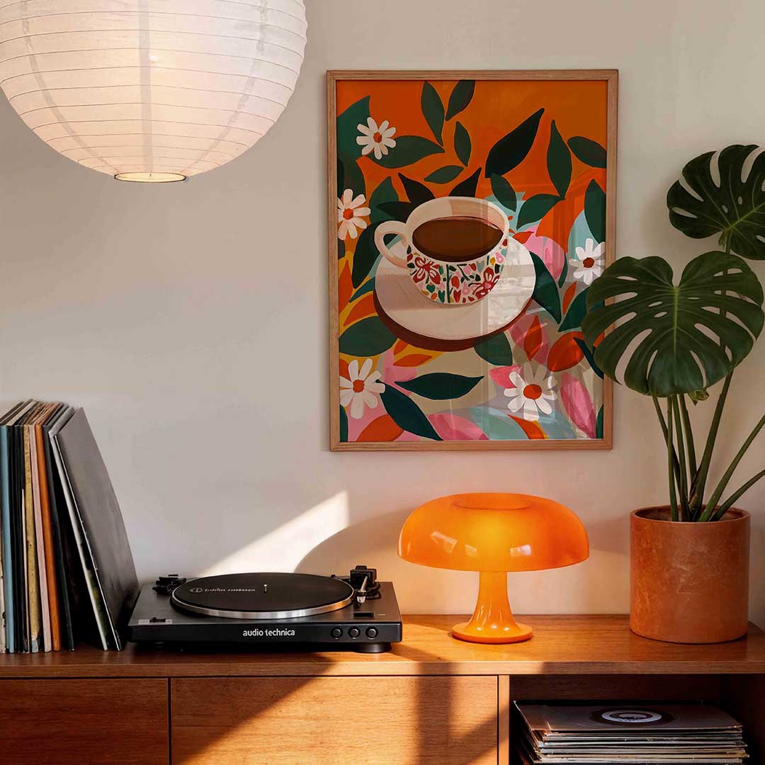 Bloemen en kopje Poster
