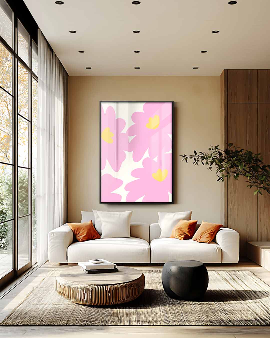 Vrolijk Bloemenpatroon Kunstwerk-canvas-dibond-plexiglas-wanddecoratie-WallArtistic