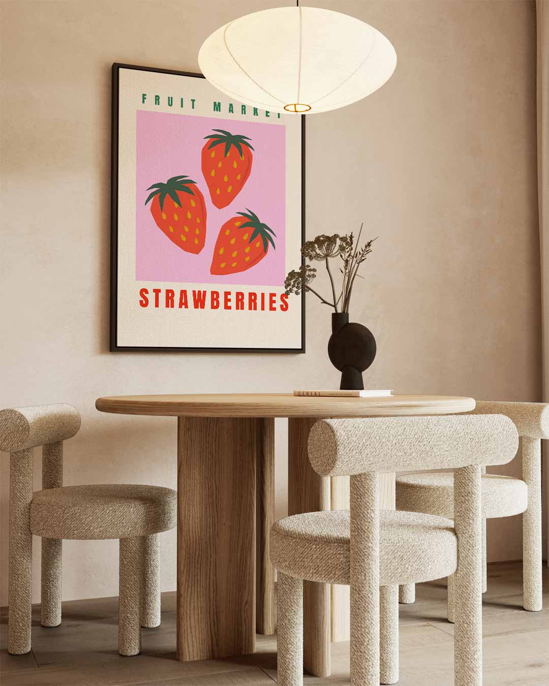Fruitmarkt Aardbeien Poster Kunstwerk-canvas-dibond-plexiglas-wanddecoratie-WallArtistic