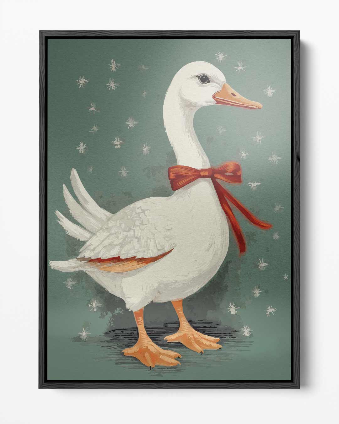 Feeërieke Gans met Strik Kunstwerk-canvas-dibond-plexiglas-wanddecoratie-WallArtistic