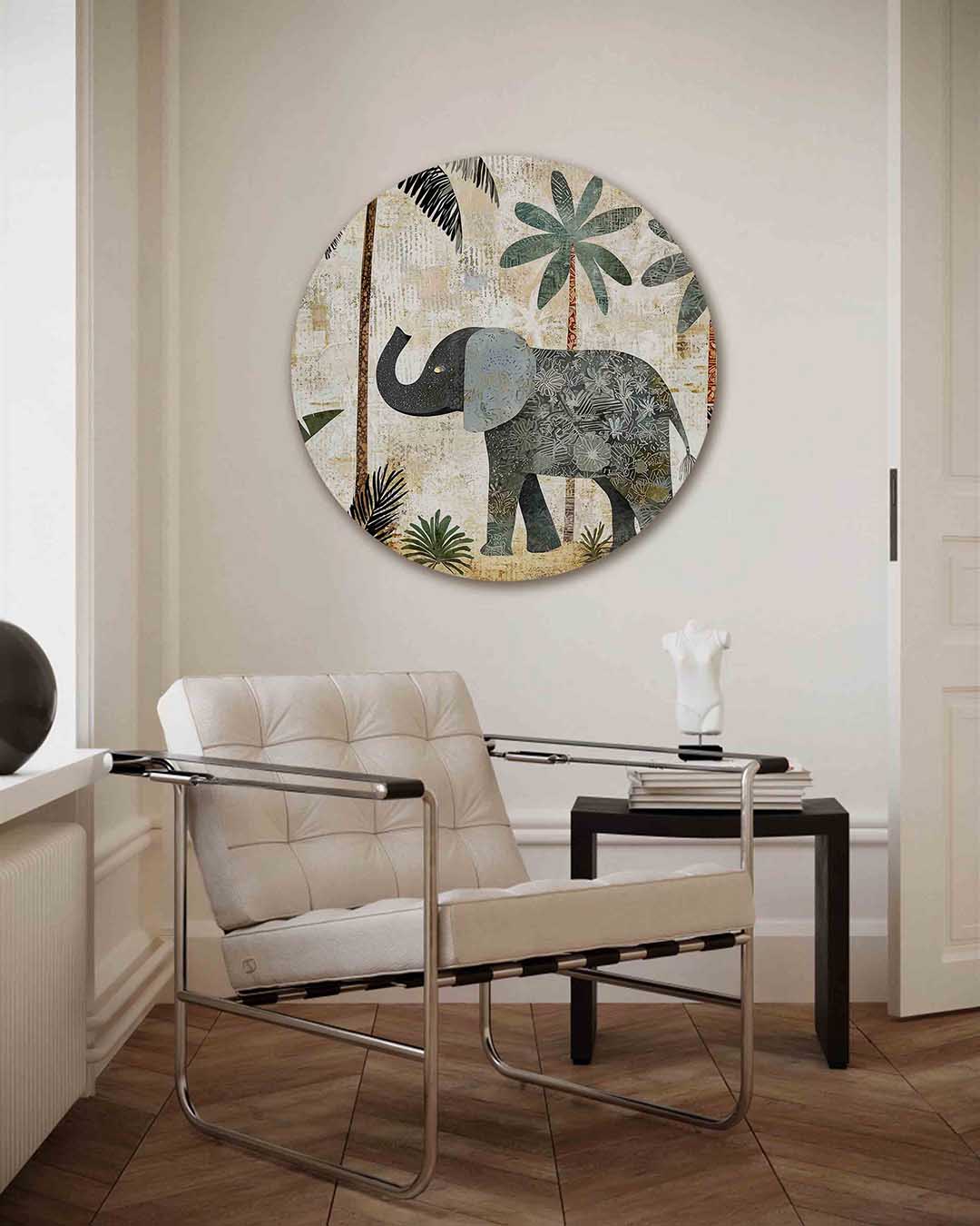 Olifant en palmbomen Muurcirkel