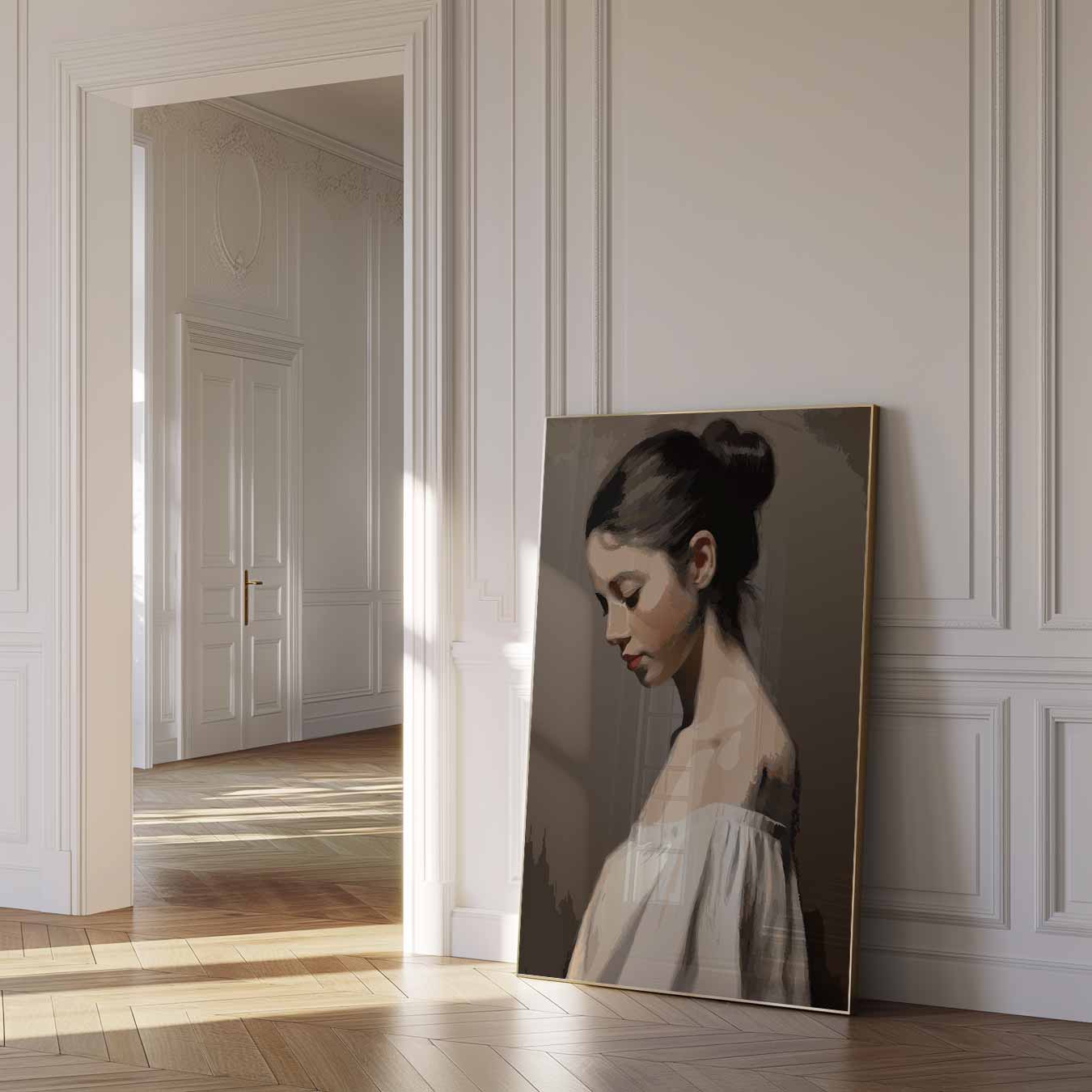Elegante Portretposter van Vrouw in Bruin Poster
