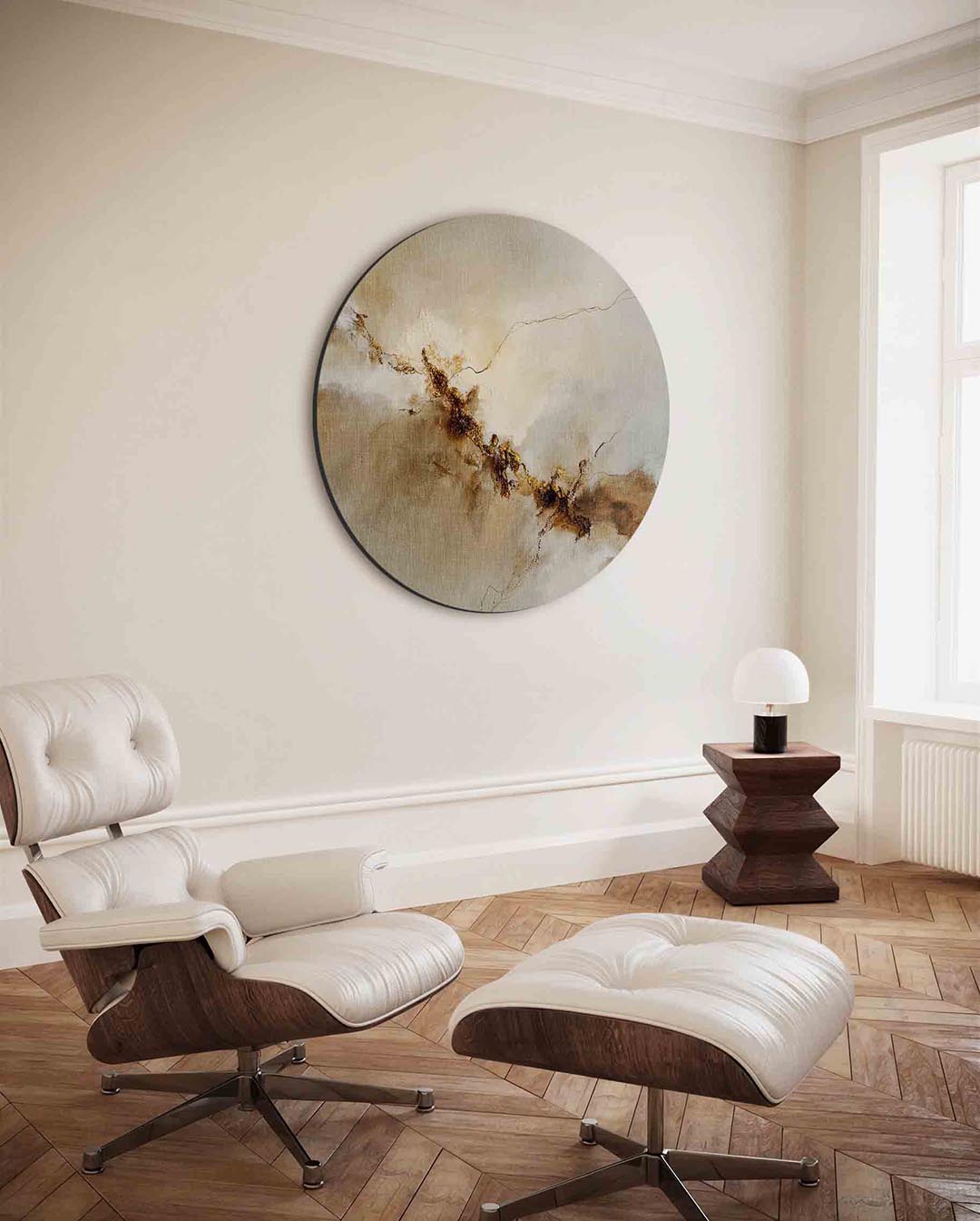 Abstracte beige Muurcirkel