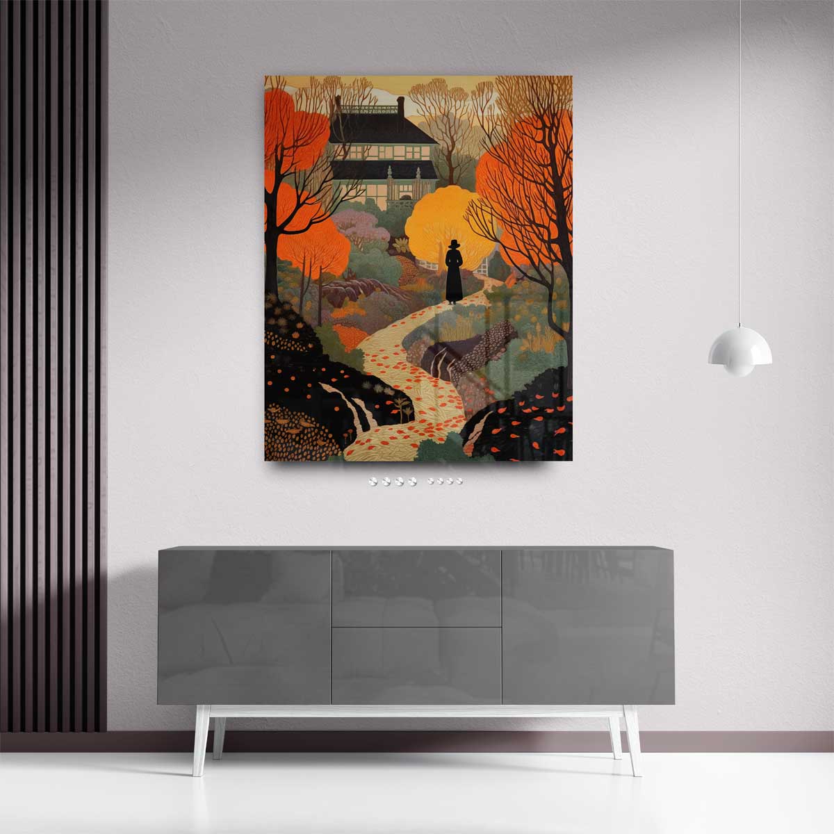 Herfstlandschap met Villa Kunstwerk-canvas-dibond-plexiglas-wanddecoratie-WallArtistic