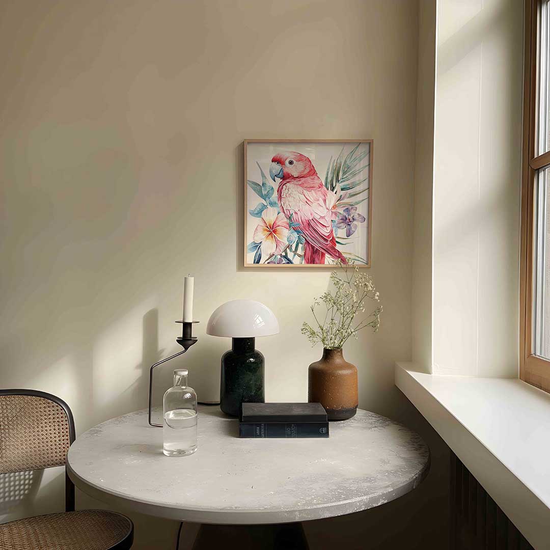 Papegaai en bloemen Poster