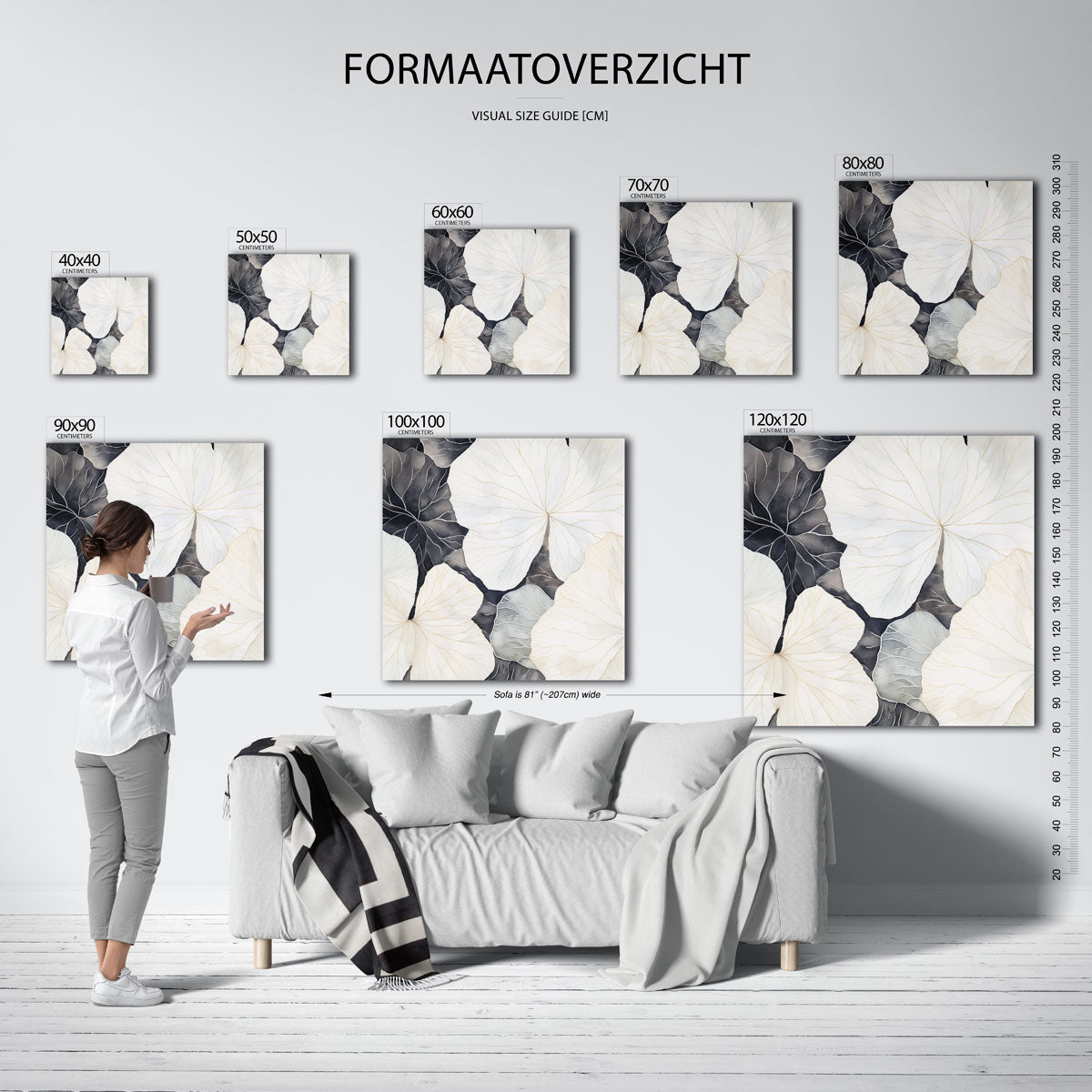 Bladeren in zwart wit Poster