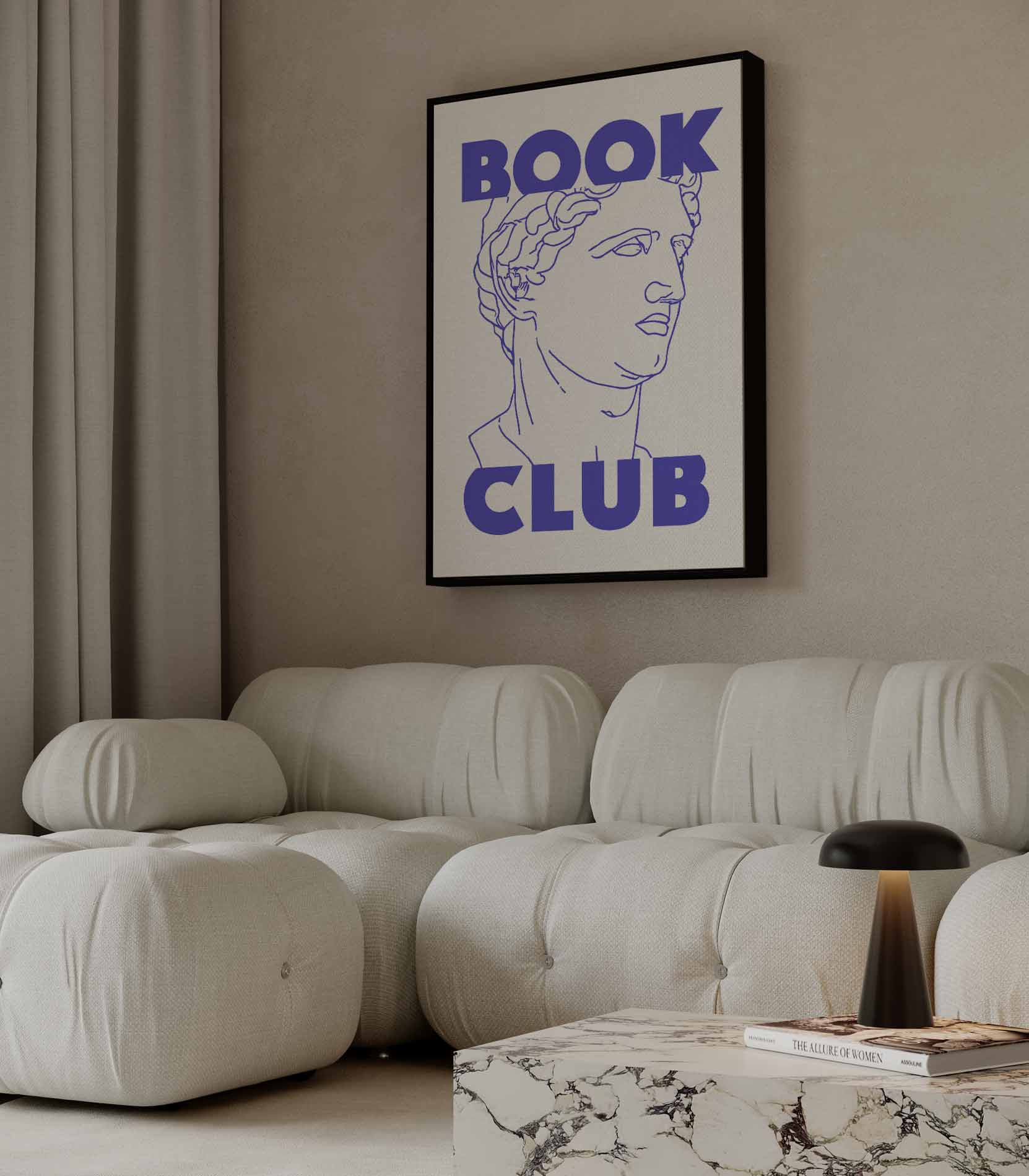 Boekclub Klassieke Buste Kunstwerk-canvas-dibond-plexiglas-wanddecoratie-WallArtistic