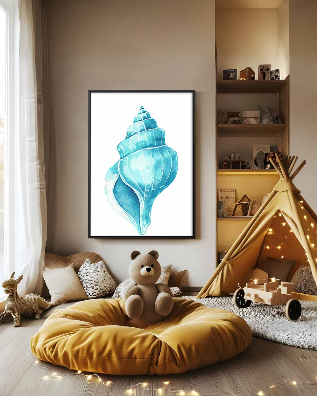 Turquoise Zeeschelp Kunstwerk Kunstwerk-canvas-dibond-plexiglas-wanddecoratie-WallArtistic