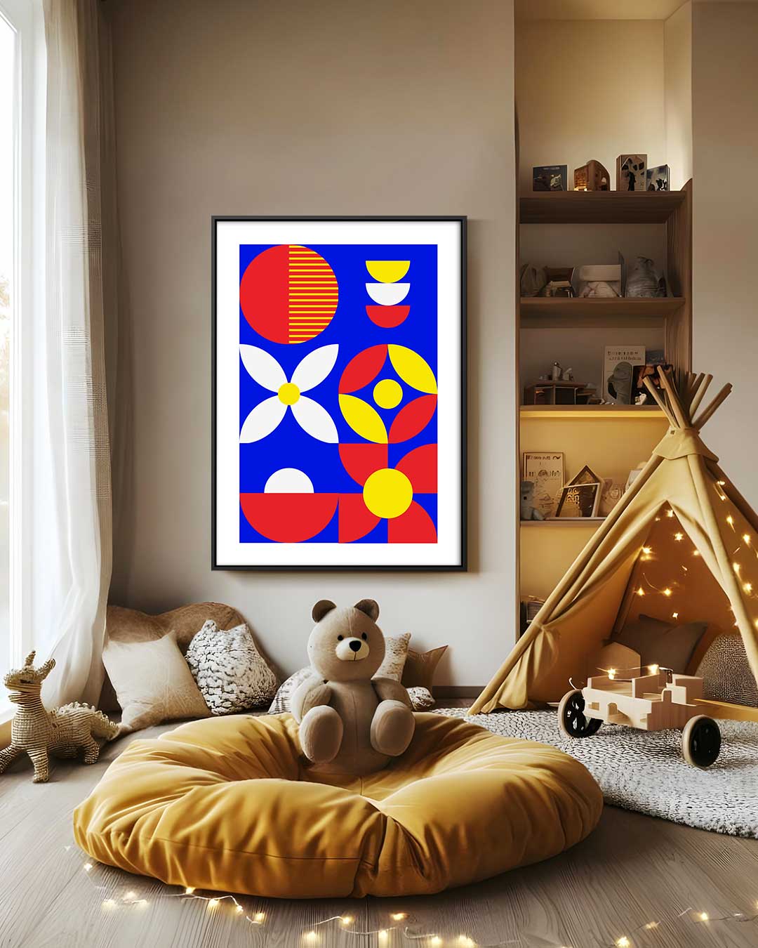 Kleurrijke Geometrische Abstractie Kunstwerk-canvas-dibond-plexiglas-wanddecoratie-WallArtistic
