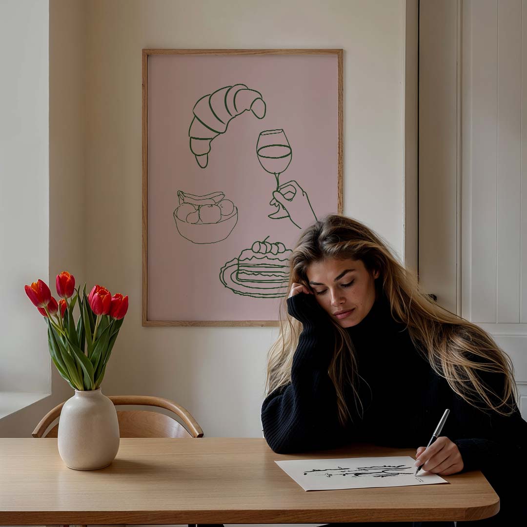 Stijlvolle Brunch Illustratie Poster-WallArtistic