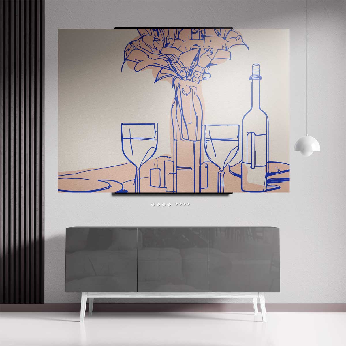 Stilleven met Wijn en Bloemen Kunstwerk-canvas-dibond-plexiglas-wanddecoratie-WallArtistic