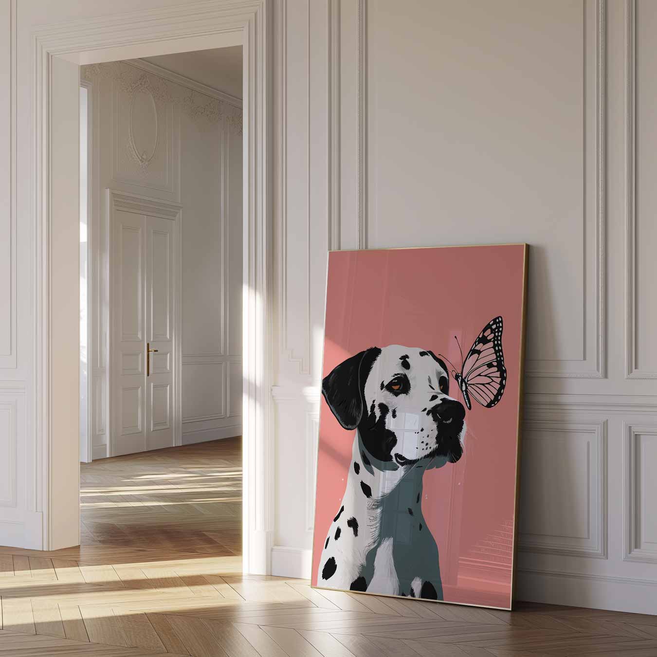 Dalmatier met Vlinder Vrolijkheid Poster