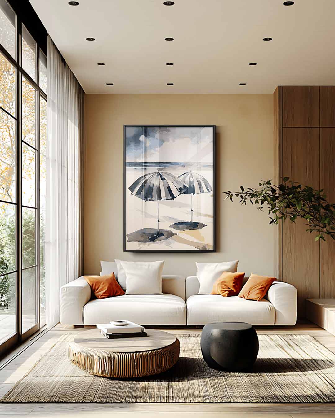 Strandparadijs Met Paraplu's Kunstwerk-canvas-dibond-plexiglas-wanddecoratie-WallArtistic