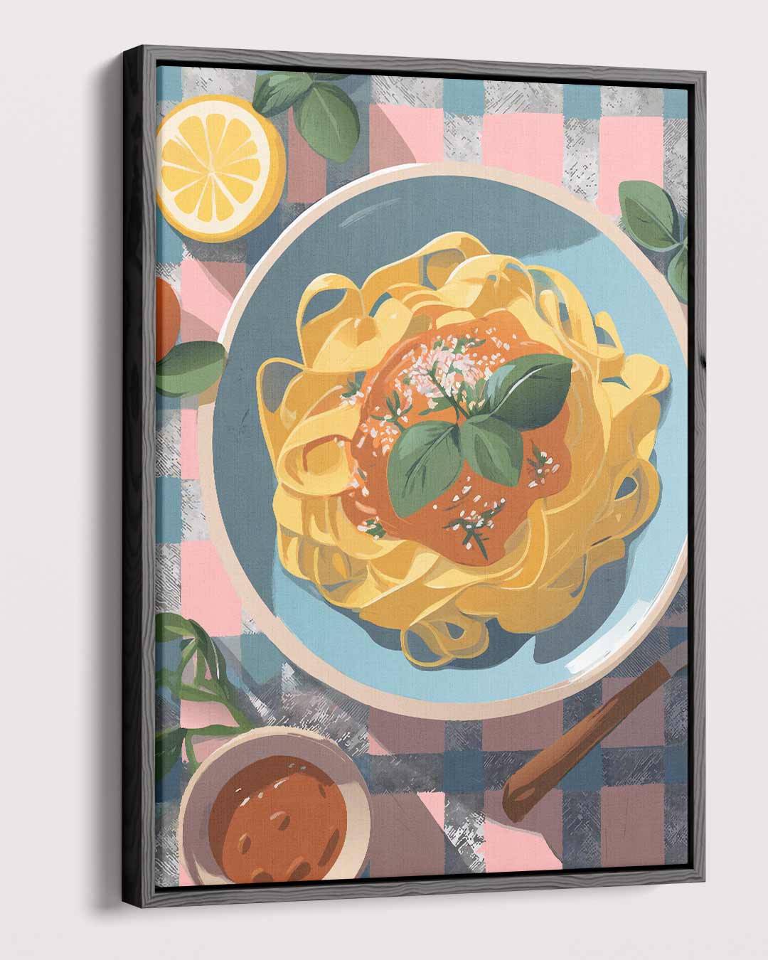 Heerlijke Pasta Illustratie Kunstwerk-canvas-dibond-plexiglas-wanddecoratie-WallArtistic