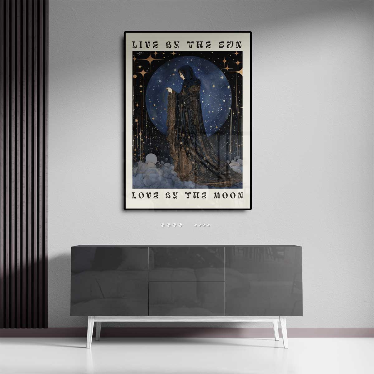 Mystieke Zon en Maan Vrouw Kunstwerk-canvas-dibond-plexiglas-wanddecoratie-WallArtistic