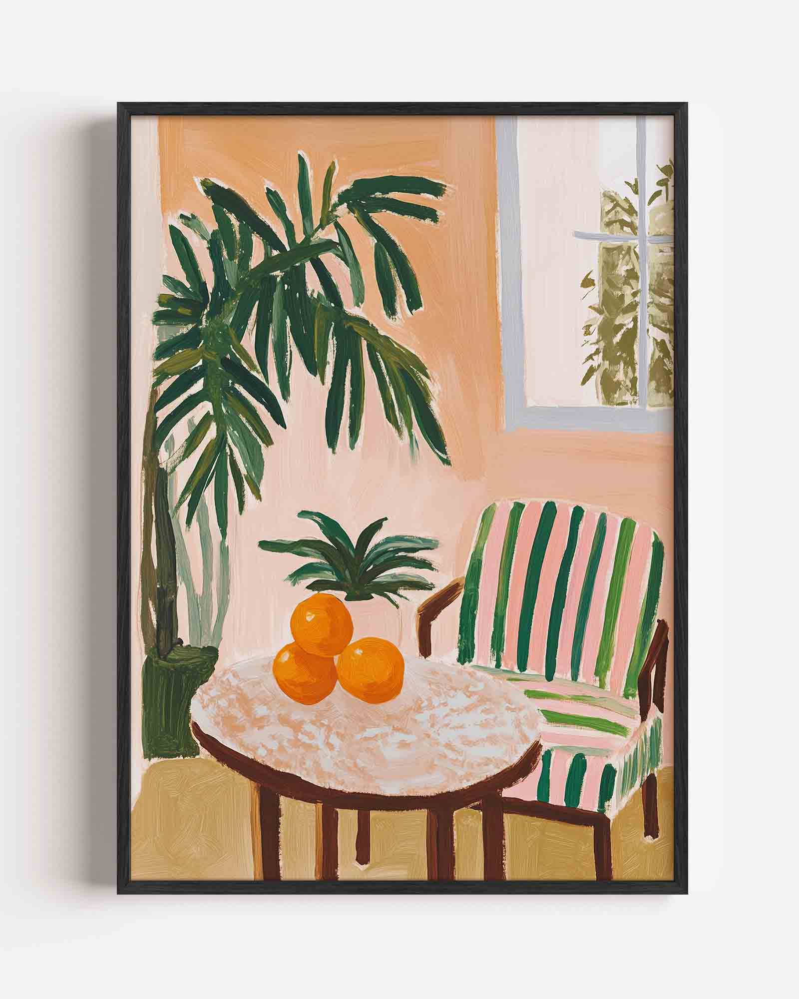 Interieur met sinaasappels Poster