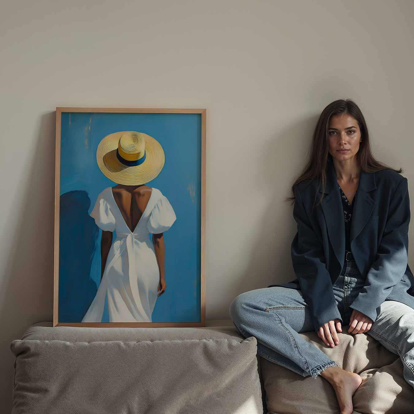 Zomerse Elegantie in Blauw Poster-WallArtistic