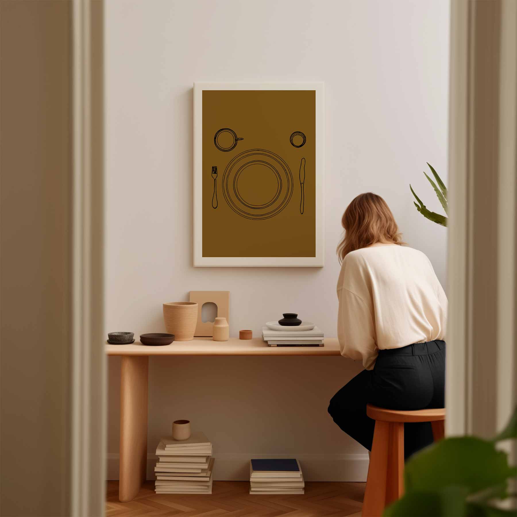 Eenvoudige Eettafelsetting Kunstwerk-canvas-dibond-plexiglas-wanddecoratie-WallArtistic